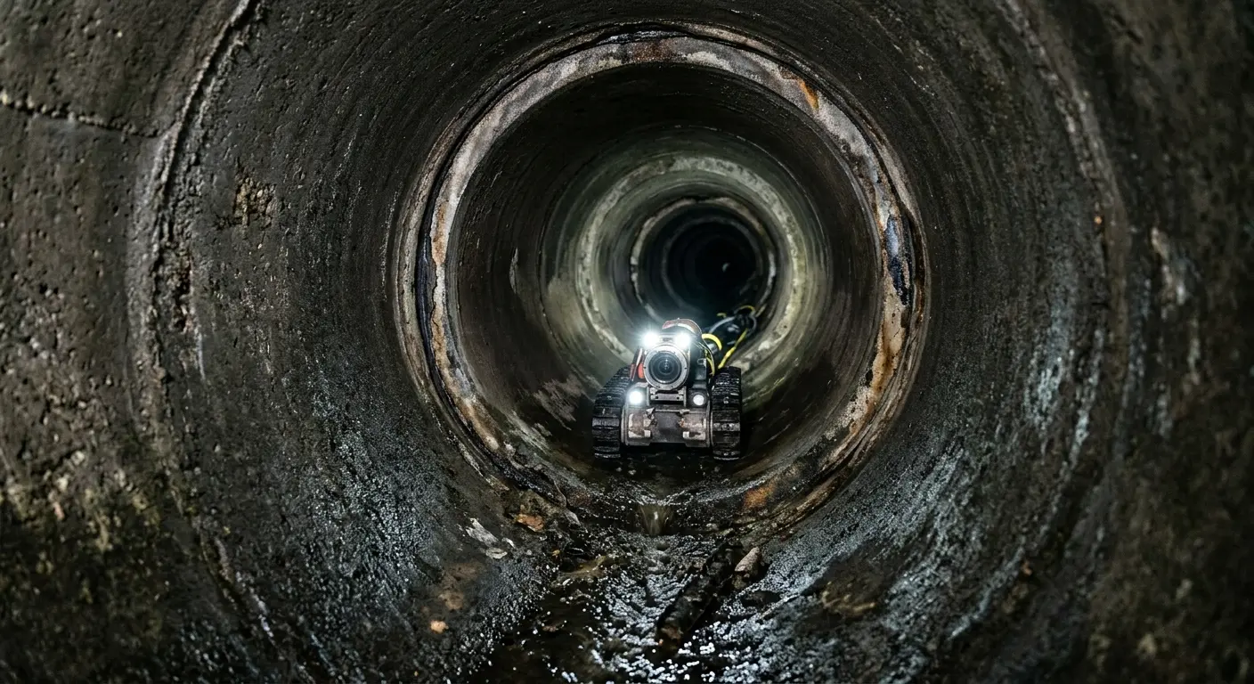 Robotic sewer camera inspecting pipe interior for Sewer Line Cleaning in Sierra Vista Southeast